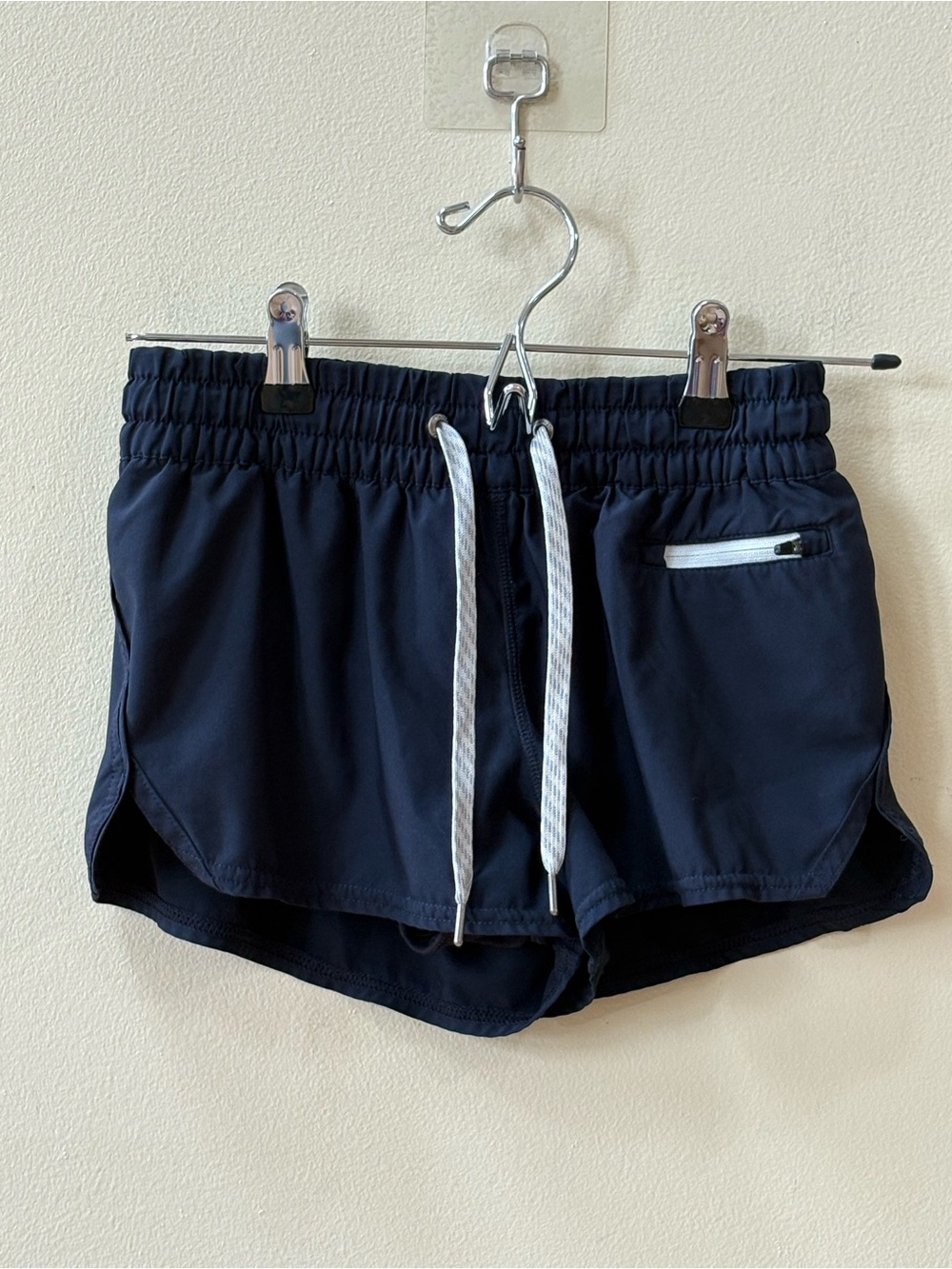 Vuori Women's Navy Athletic Shorts with White Drawstring